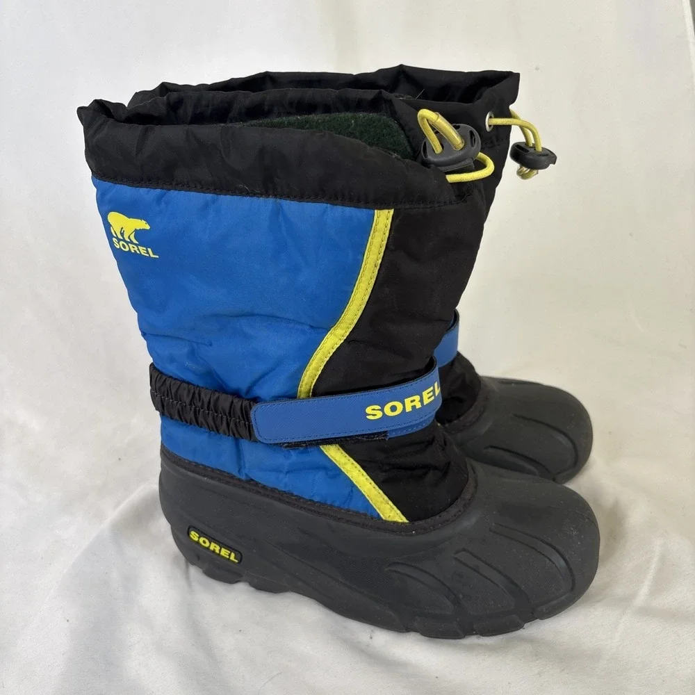 SOREL Blue/Black Flurry Youth Boys Insulated Winter Waterproof Snow Boots Size 5